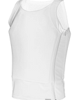 Playera blindada blanca tipo tank top Miguel Caballero, protección nivel IIIA certificada NIJ para máxima discreción.