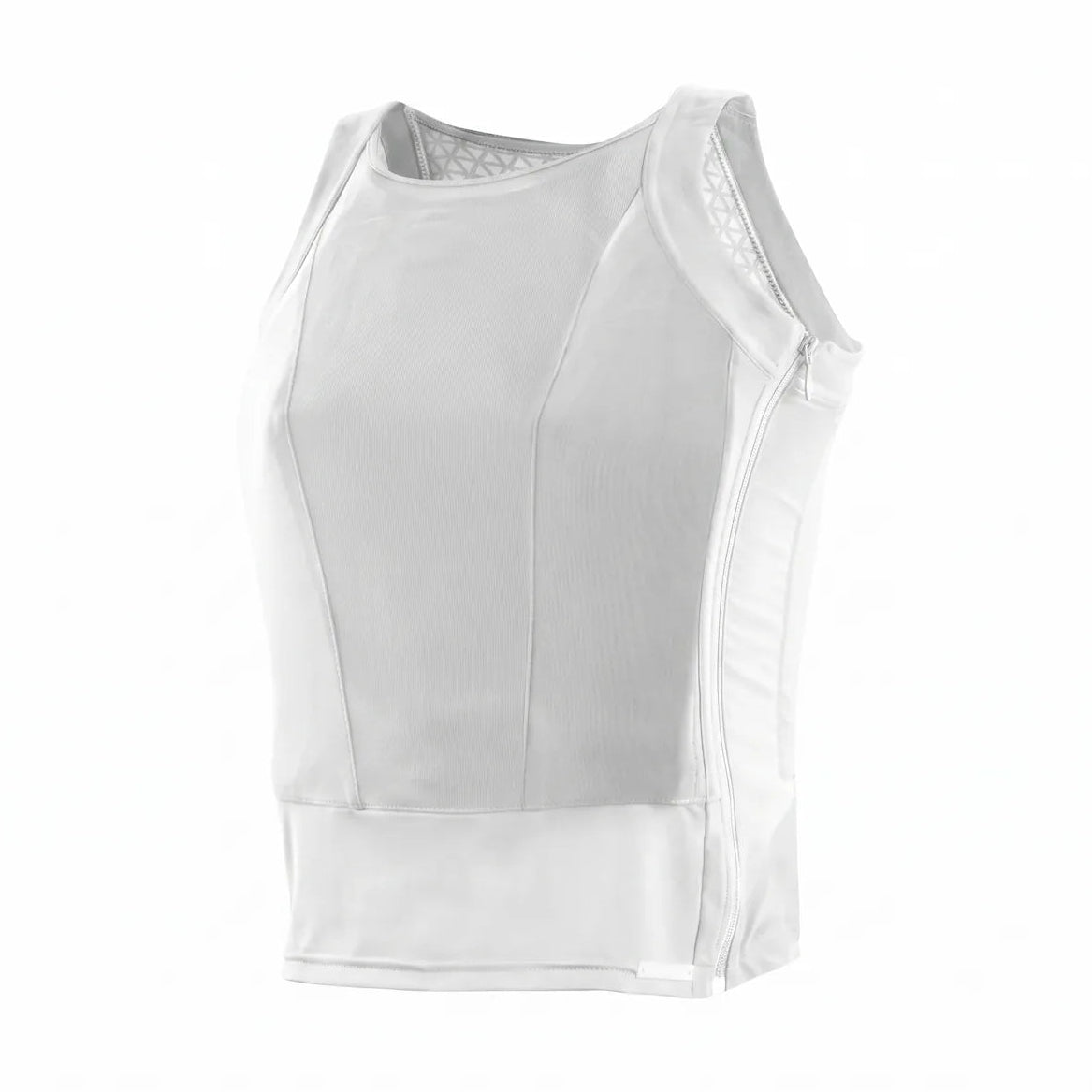 Frente de la Playera Blindada Tank Top Femenina Miguel Caballero, Nivel IIIA, con diseño discreto y ergonómico para mujer.